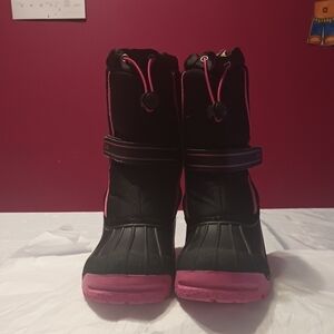 Kids Black and Pink Winter Boots Waterproof